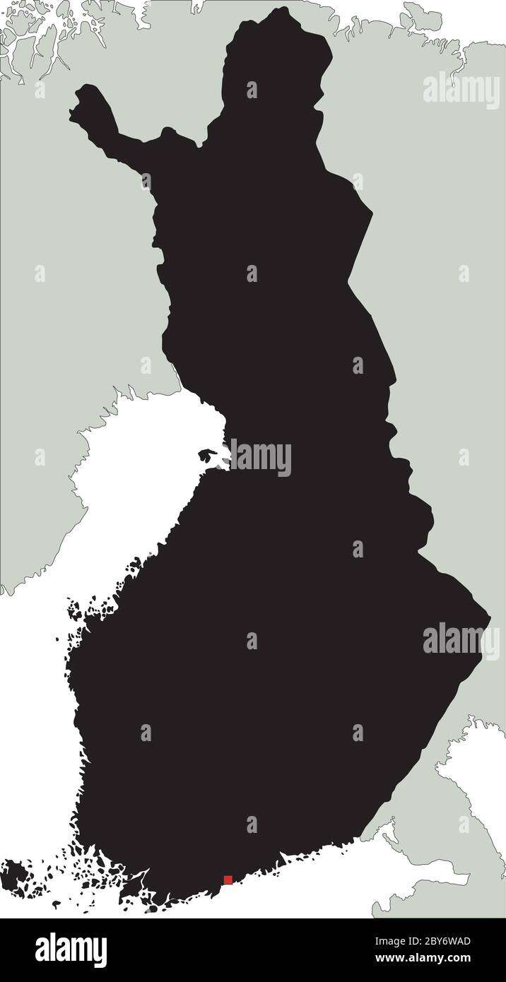 Mappa di Silhouette Finlandia estremamente dettagliata. Illustrazione Vettoriale