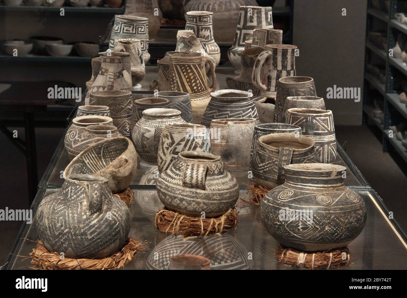 Anasazi (Anancestral Puebloans) mostra di ceramiche al Edge of the Cedars Museum, Blanding, Utah, USA Foto Stock