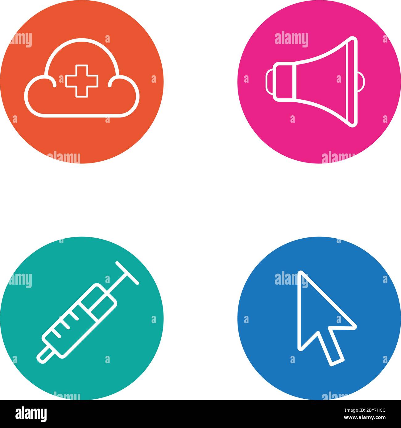 I pulsanti del cerchio circolare vettoriale con icone possono essere utilizzati come logo o icona Illustrazione Vettoriale