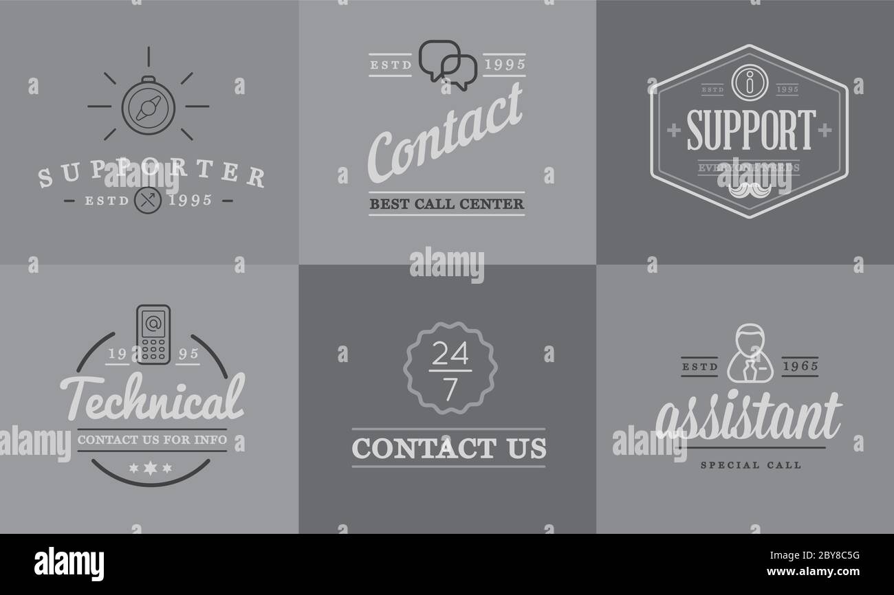 Set di elementi di assistenza e assistenza il supporto può essere utilizzato come logo o icona di qualità superiore Illustrazione Vettoriale