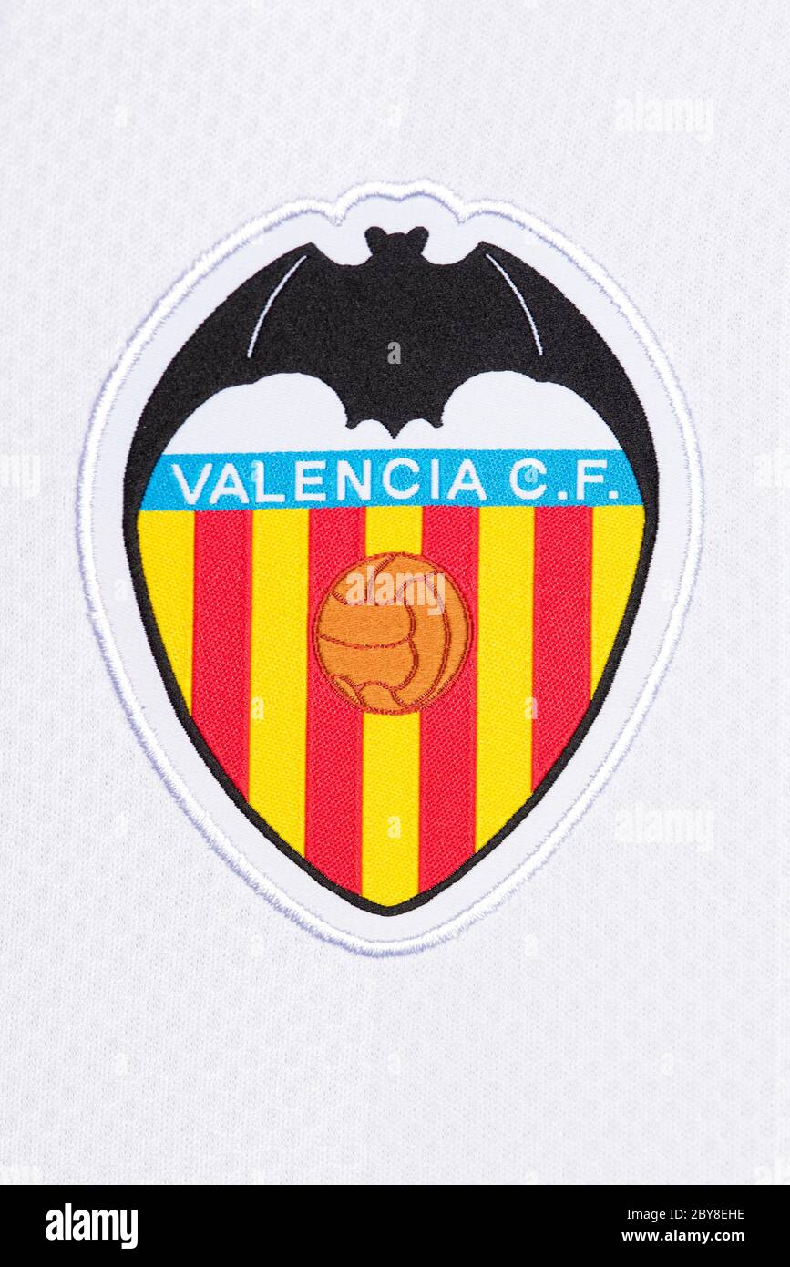 Primo piano della maglia Valencia CF Home 2019/20 Foto Stock