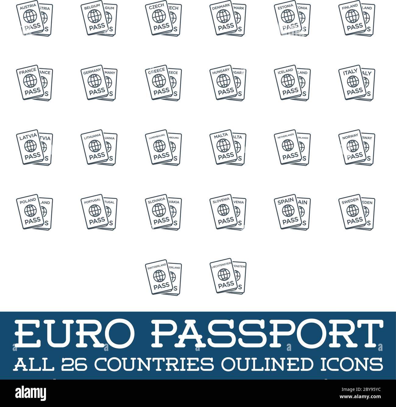 Come logo può essere utilizzato il set di ID cittadinanza o passaporto esterno nell'icona colorata vettore Illustrazione Vettoriale