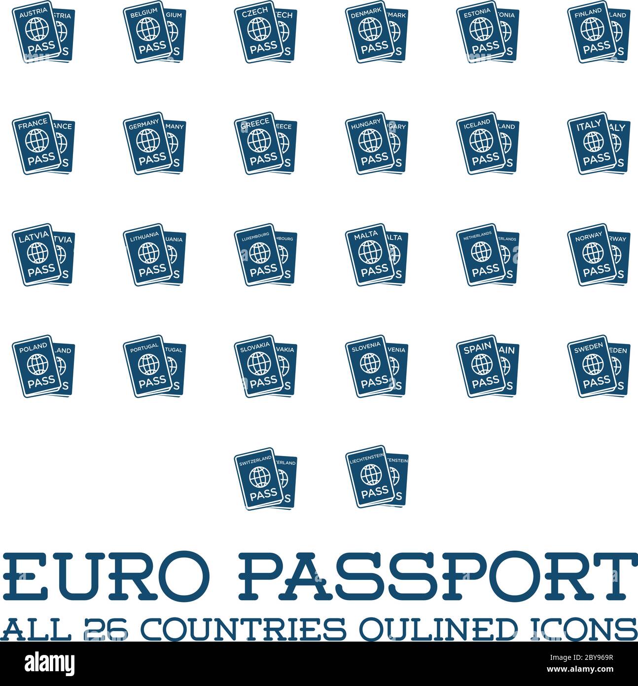 Come logo può essere utilizzato il set di ID cittadinanza o passaporto esterno nell'icona colorata vettore Illustrazione Vettoriale