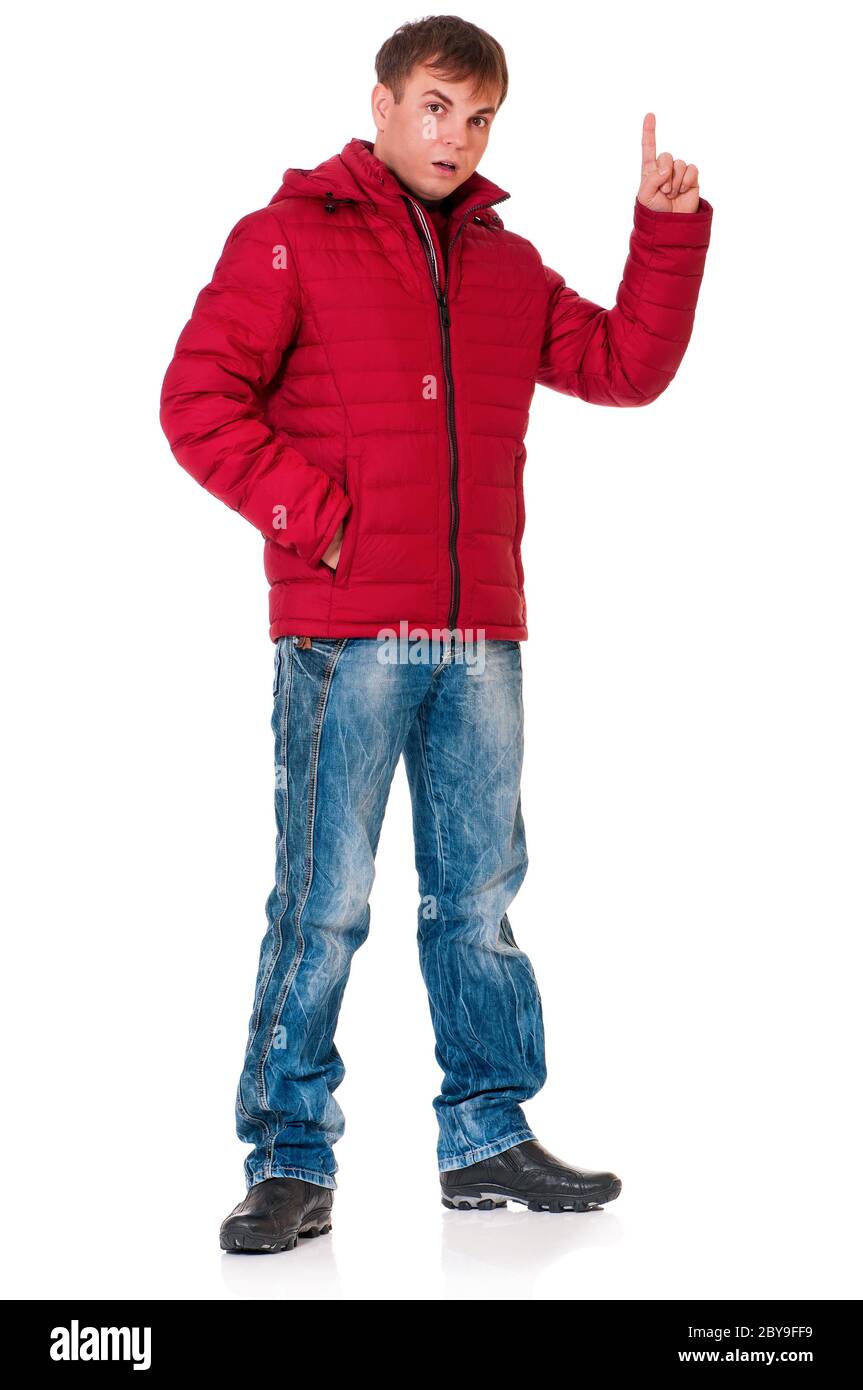 Uomo in abbigliamento invernale Foto Stock