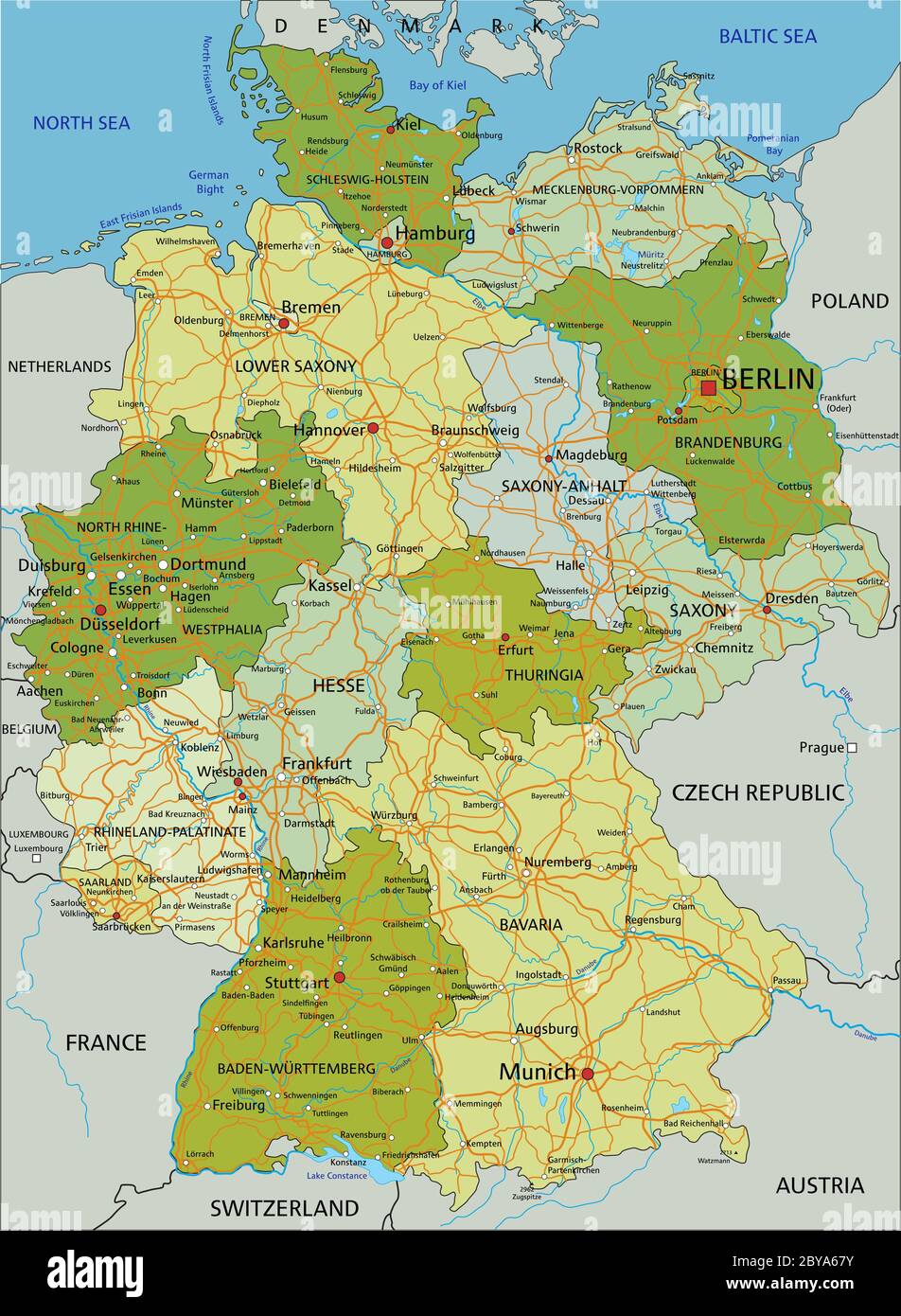 Germania Mappa Politica Modificabile E Molto Dettagliata Con Livelli