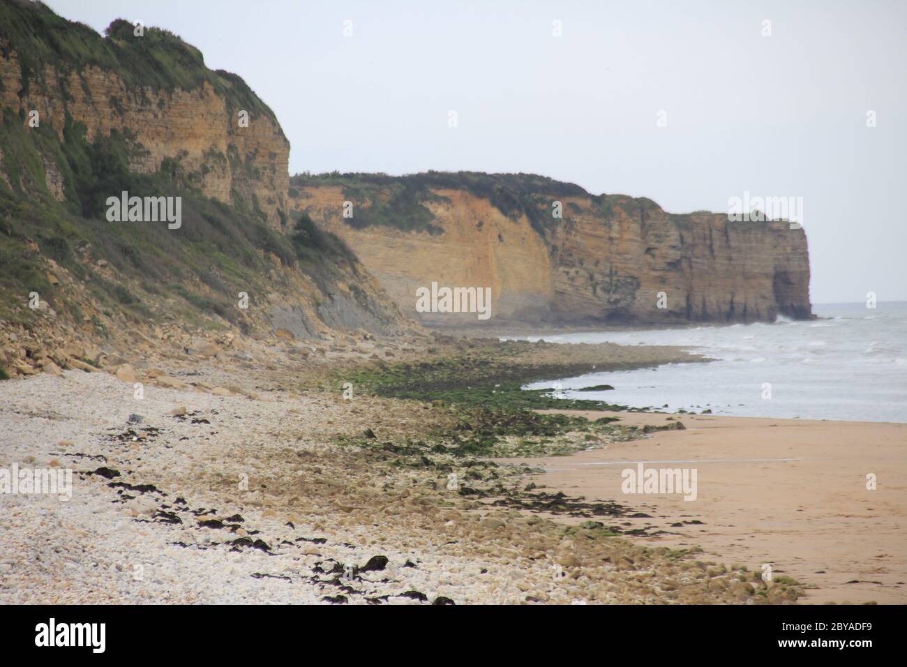 Sito di atterraggio di Omaha Beach nel nord della Francia Foto Stock