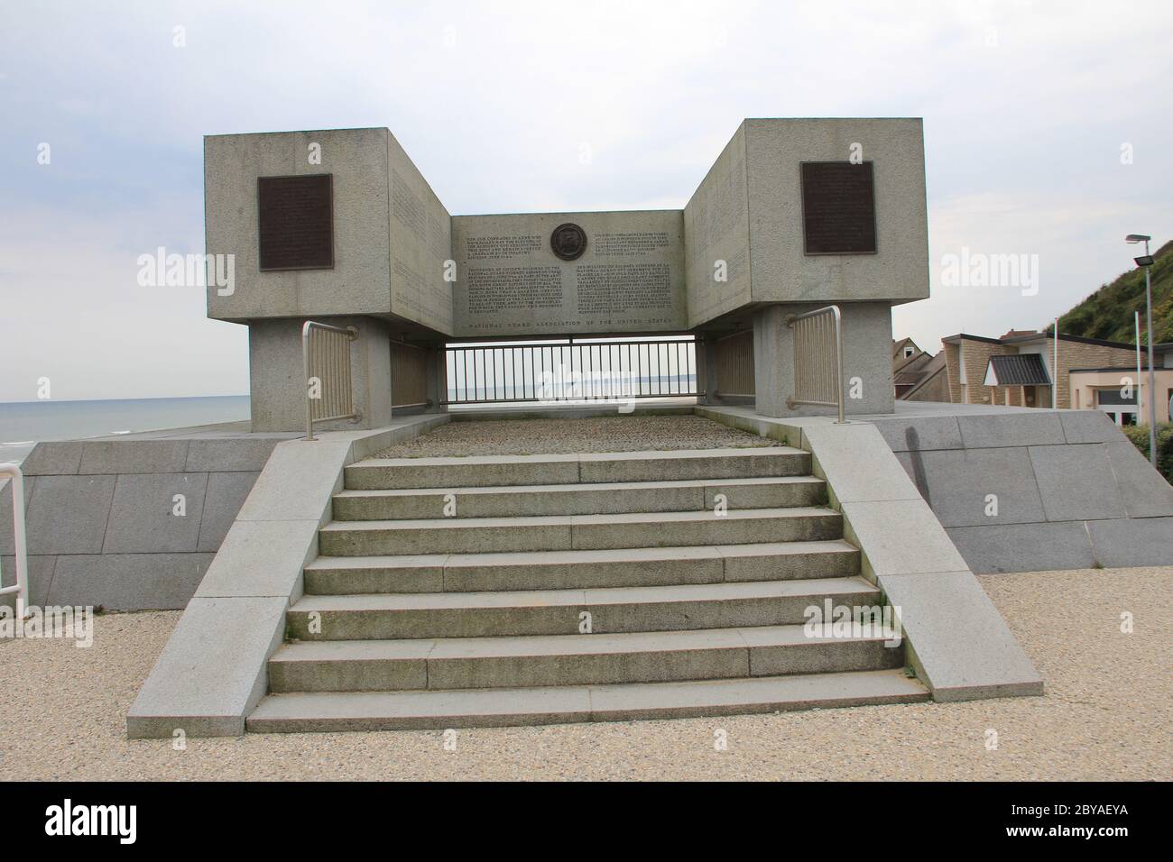 Sito di atterraggio di Omaha Beach nel nord della Francia Foto Stock