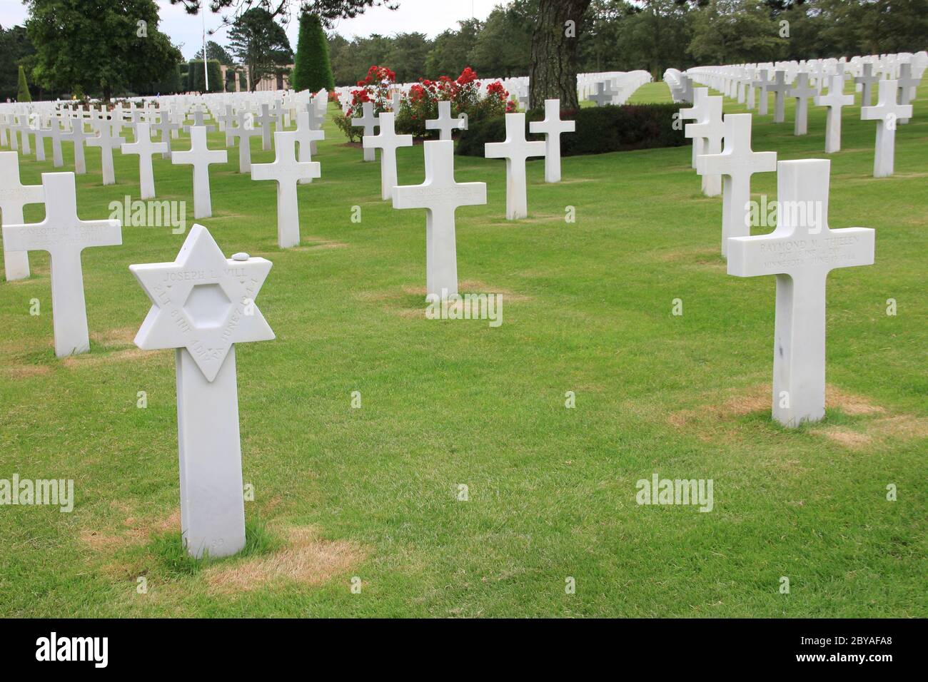 Il cimitero e memoriale americano in Normandia in Francia Foto Stock
