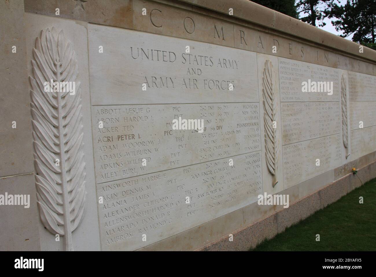 Il cimitero e memoriale americano in Normandia in Francia Foto Stock