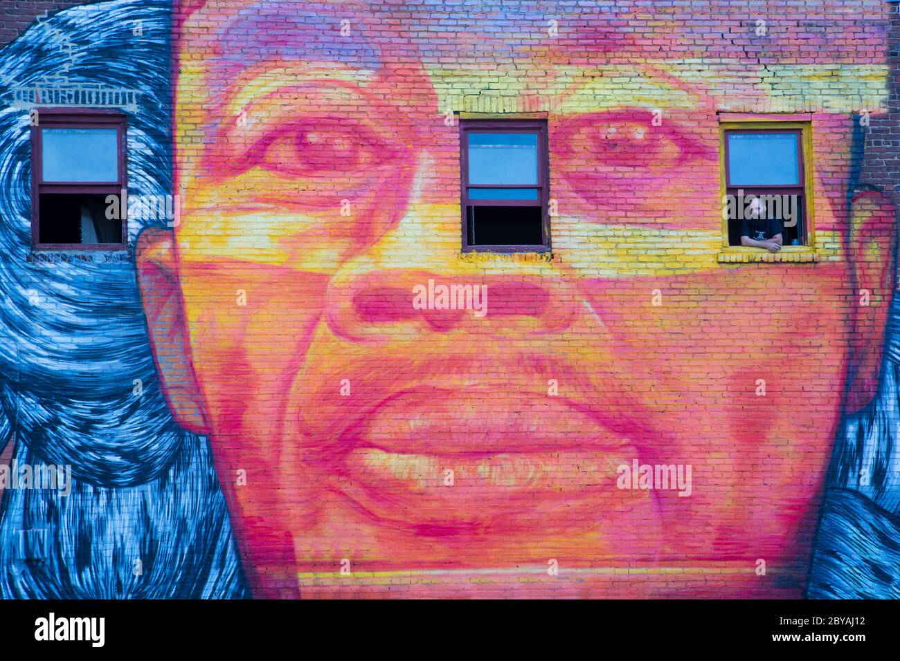 Murale di Andrew Gaia su Auburn Avenue, Martin Luther King, Jr. Sito storico nazionale, Atlanta, Georgia, Stati Uniti Foto Stock