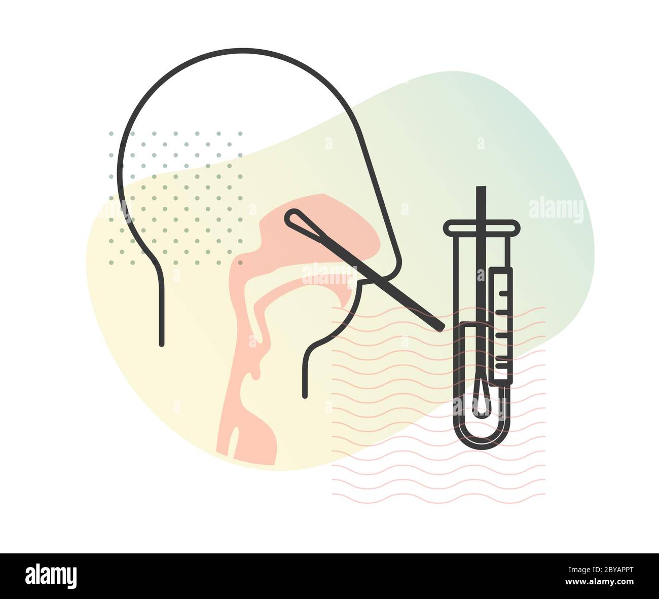 Tampone nasale - tampone nasofaringeo Test e prelievo dei campioni - icona come file eps 10. Illustrazione Vettoriale