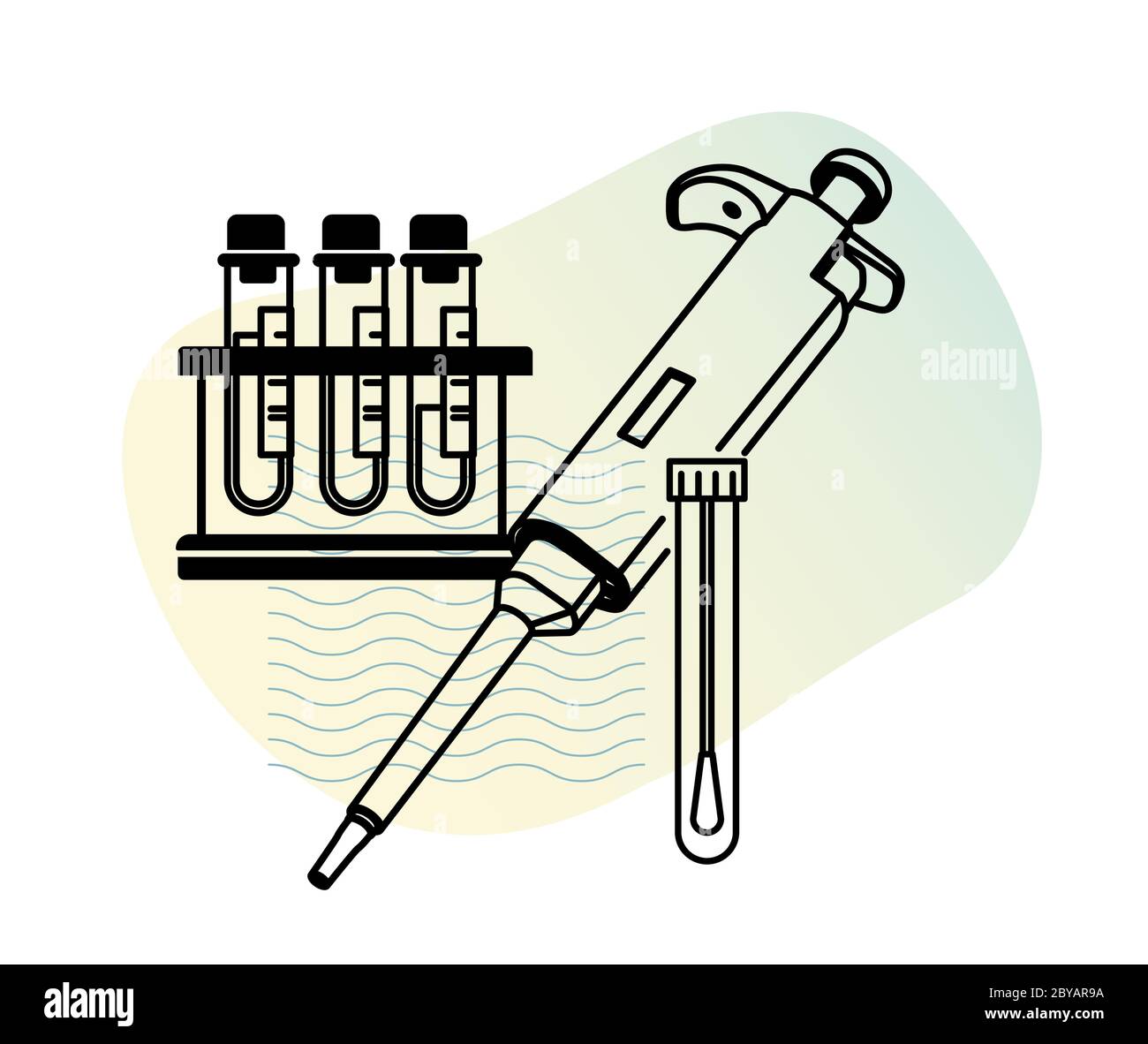 Test PCR - Nasofaringeo nasale e tampone buccale Test per COVID-19 - Icon AS eps 10 file. Illustrazione Vettoriale