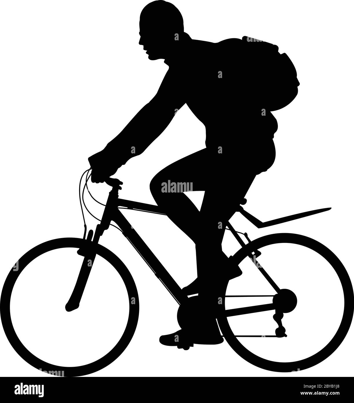 uomo che corre in bicicletta silhouette- vettore Illustrazione Vettoriale