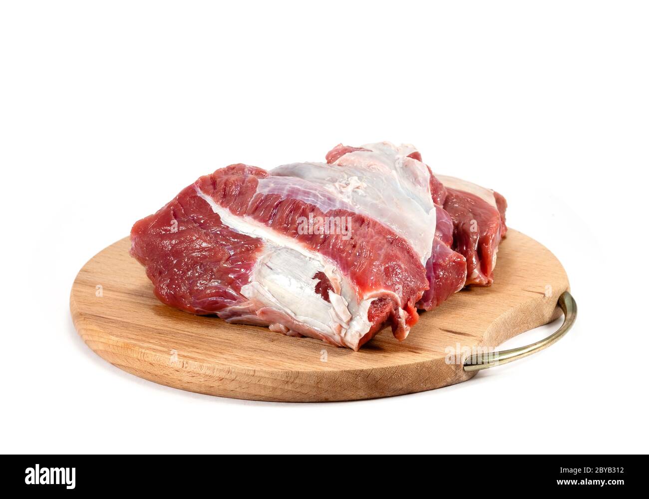 carne rossa cruda su bianco Foto Stock