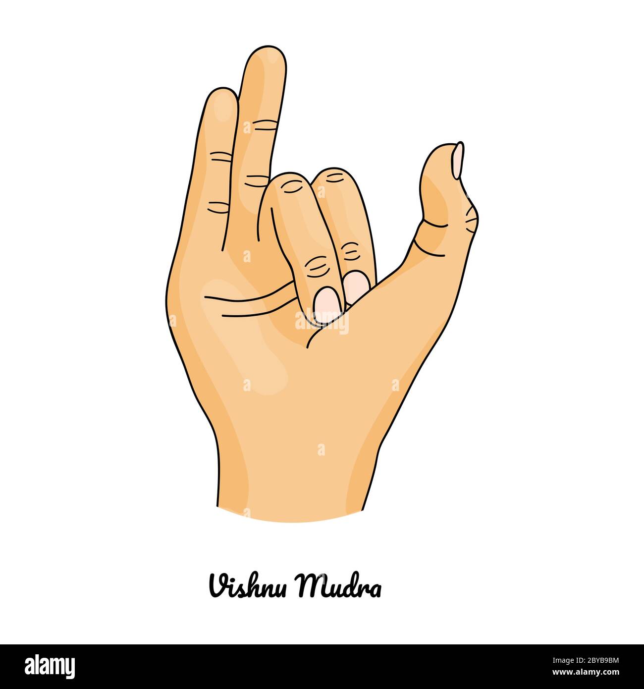 Vishnu Mudra / gesture di Lord Vishnu. Vettore. Illustrazione Vettoriale