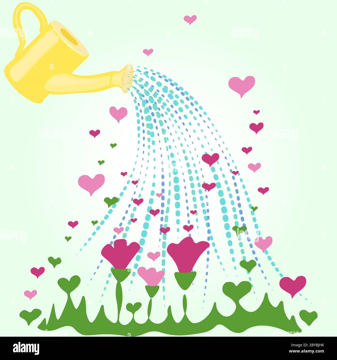 doodle mano annegati aiuole di fiori sono versate da annaffiatura lattine Illustrazione Vettoriale