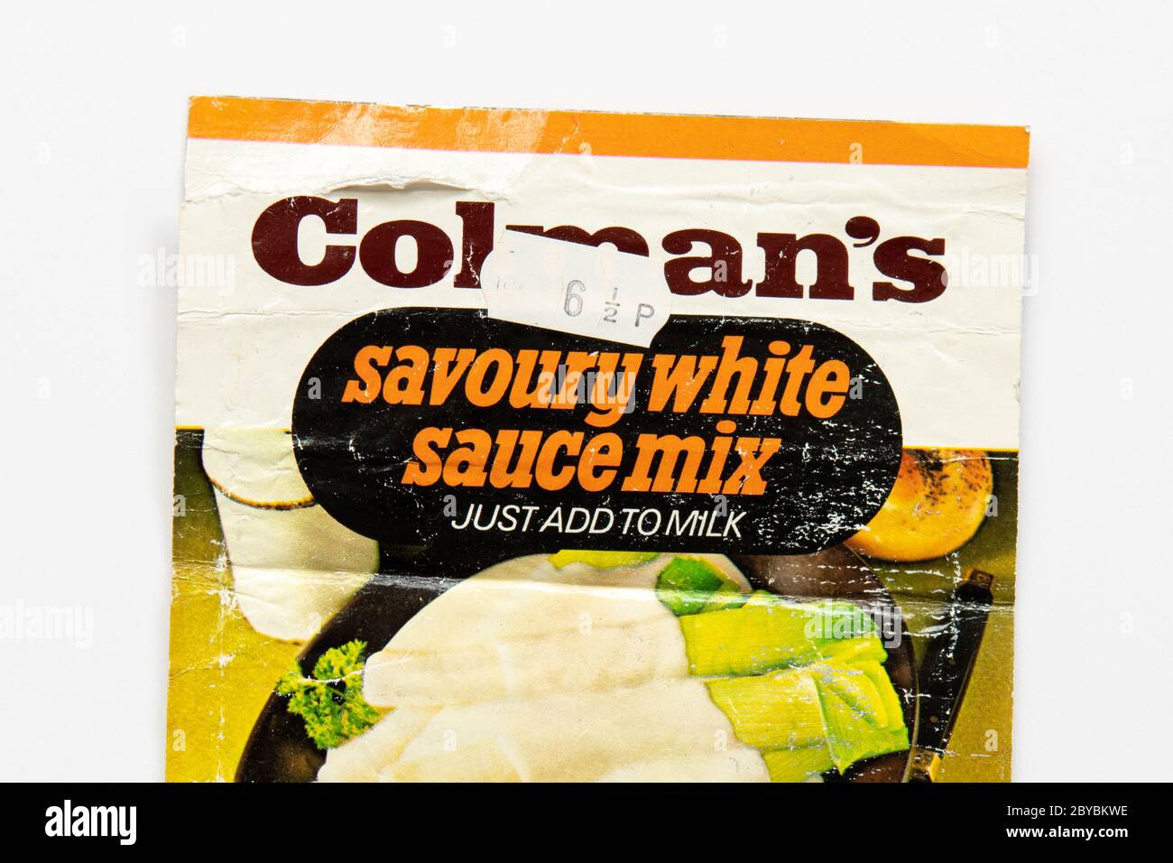 Pacchetto di mix di salsa bianca salata vintage Colmans con adesivo prezzo 6 e mezzo pence - Regno Unito Foto Stock