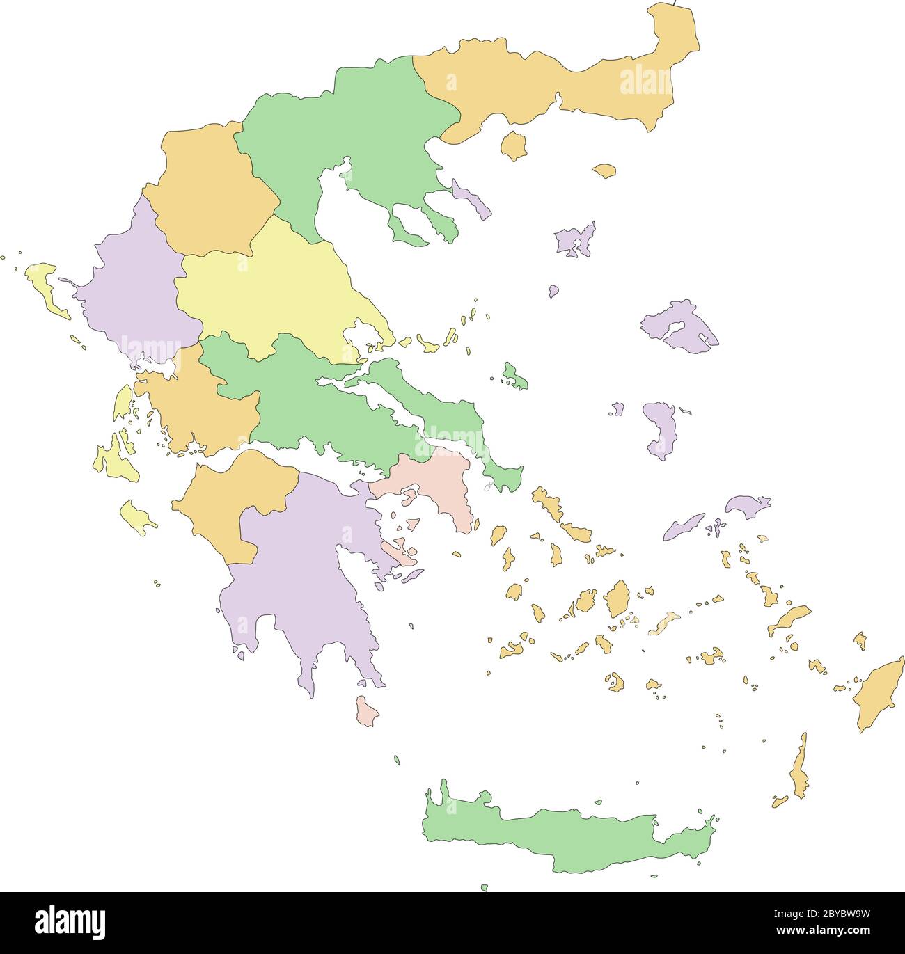 Grecia - Mappa politica modificabile e molto dettagliata. Illustrazione Vettoriale