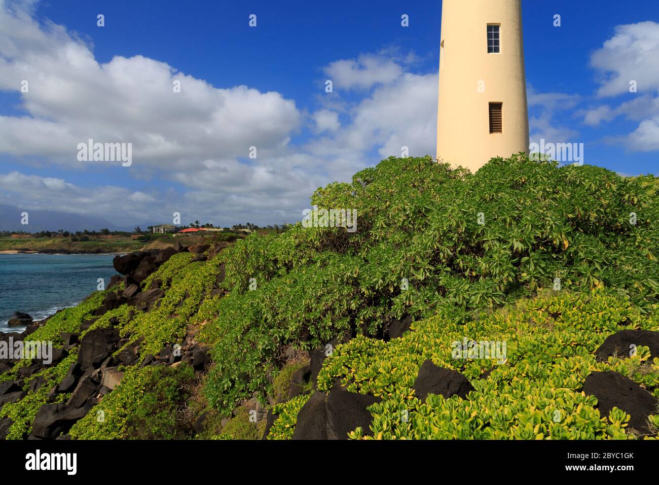 Ninini Point Lighthouse, Nawiliwili Porto, città di Lihue, Isola di Kauai, Hawai'i, STATI UNITI D'AMERICA Foto Stock