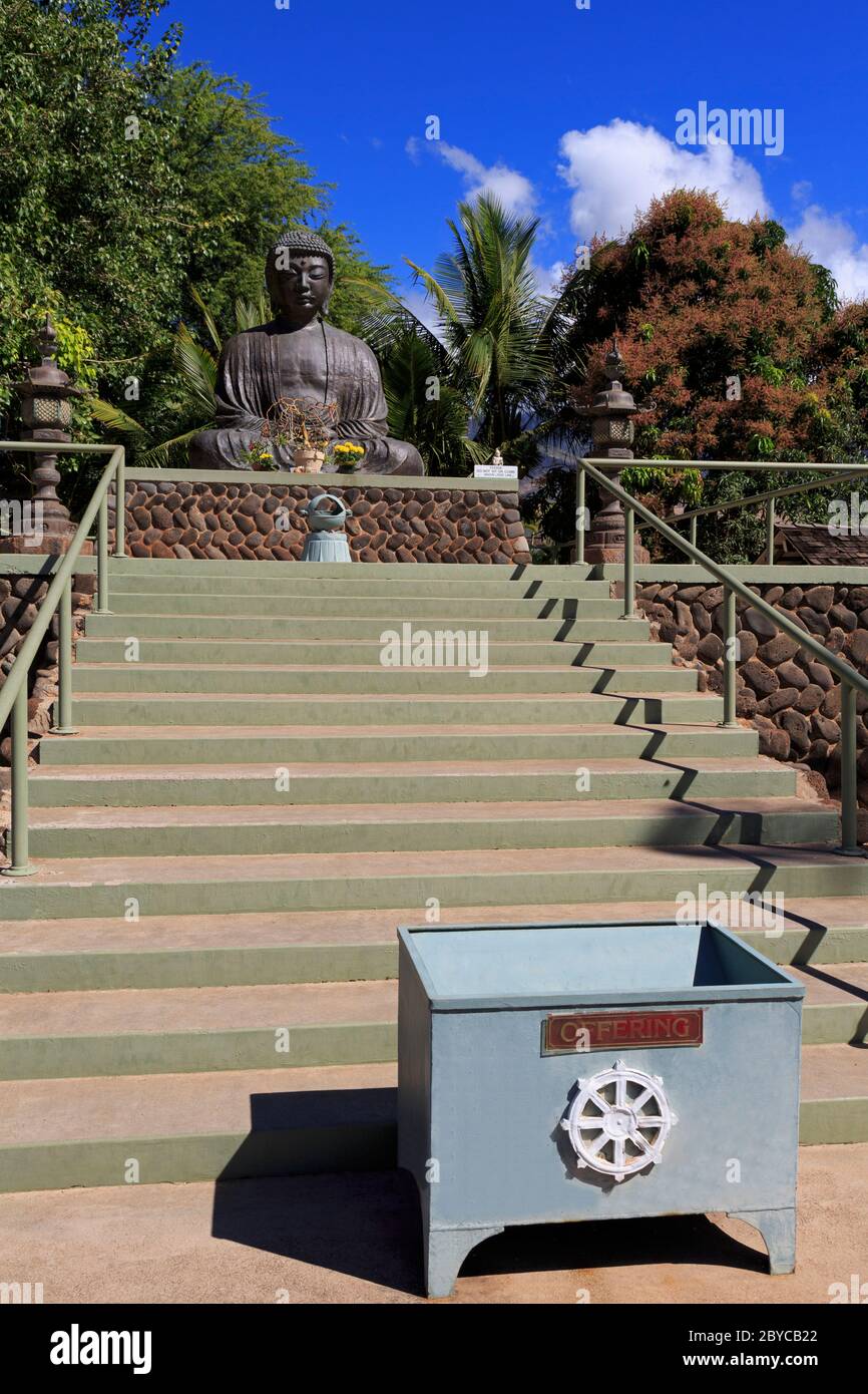 Grande Buddha, Lahaina Jodo Mission, Lahaina, Maui Island, Hawaii, USA Foto Stock