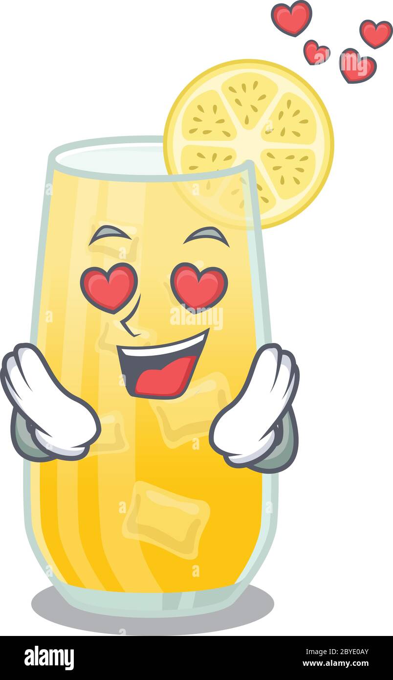 Romantico cacciavite cocktail cartone animato ha un cadere in occhi d'amore Illustrazione Vettoriale