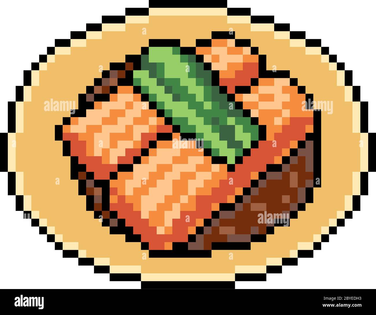 vettore pixel art cibo asiatico isolato Illustrazione Vettoriale