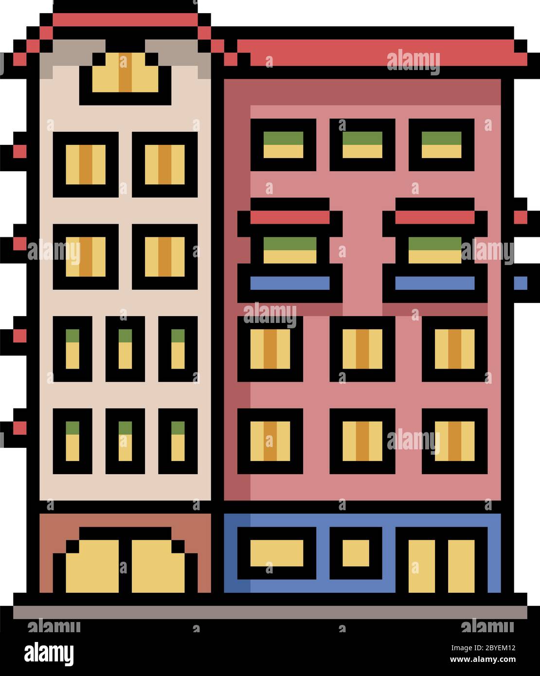 vettore pixel art costruzione città isolata Illustrazione Vettoriale