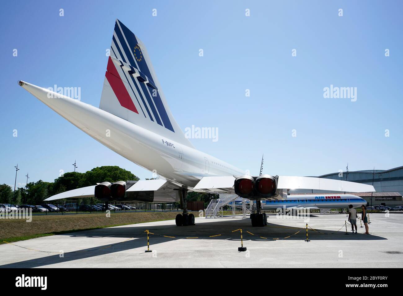 Un aereo di linea supersonico Aerospatiale/BAC Concorde 101 in Musee Aeroscopia Museum.Blagnac.Toulouse.Haute-Garonne.Occitanie.France Foto Stock