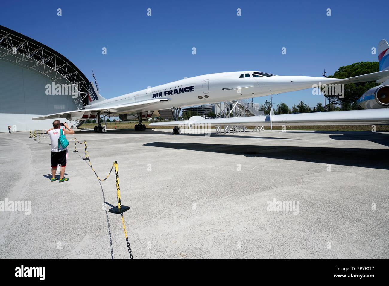 Un aereo di linea supersonico Aerospatiale/BAC Concorde 101 in Musee Aeroscopia Museum.Blagnac.Toulouse.Haute-Garonne.Occitanie.France Foto Stock