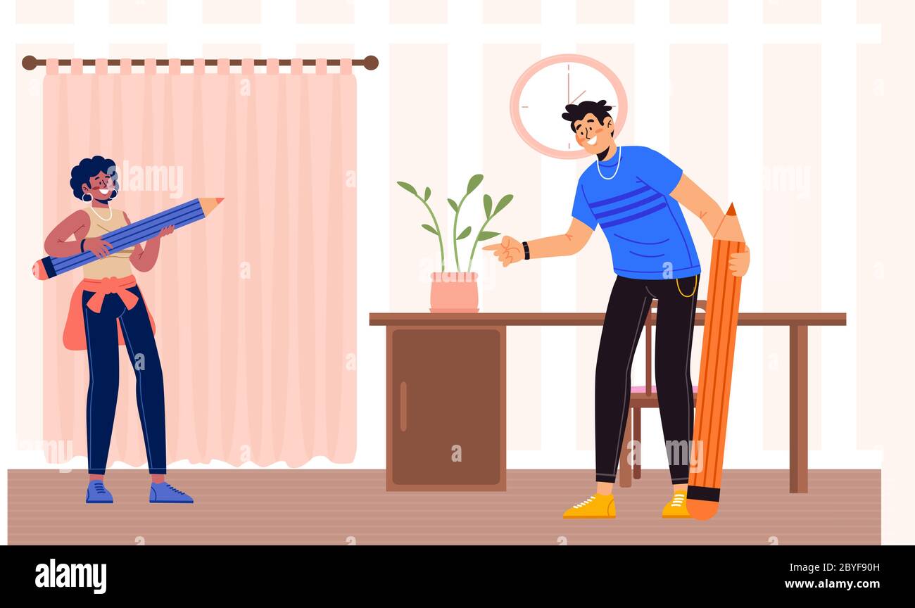 la coppia gioca a casa Illustrazione Vettoriale