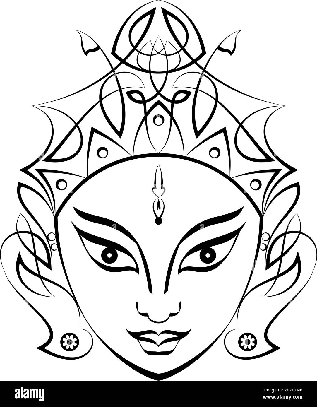 Durga Goddess di illustrazione del vettore di potere Illustrazione Vettoriale