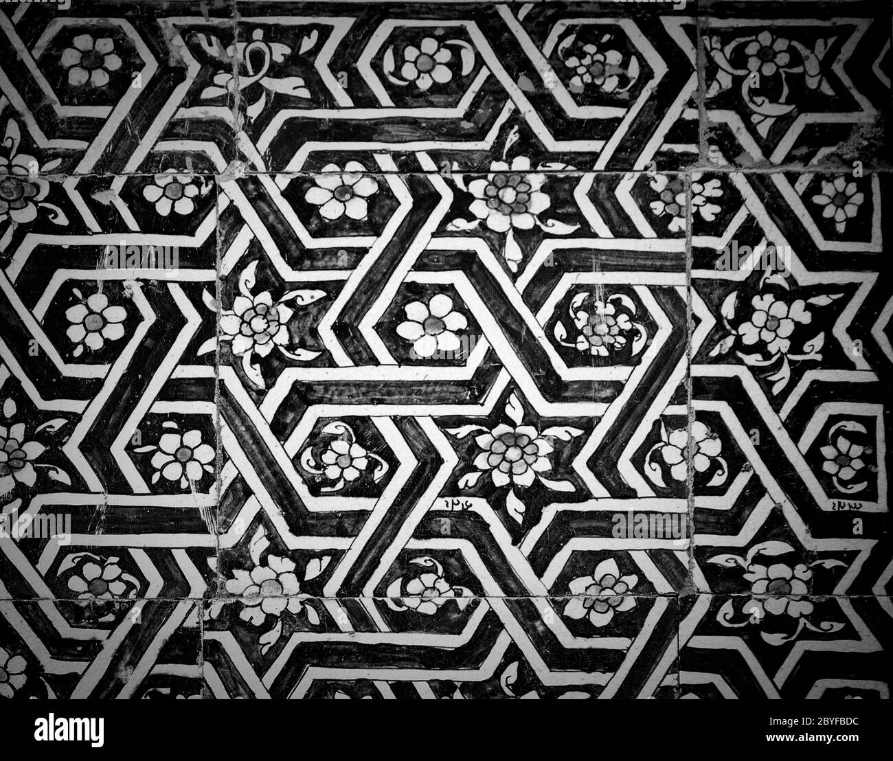 Sfondo piastrellato con decorazioni orientali Foto Stock