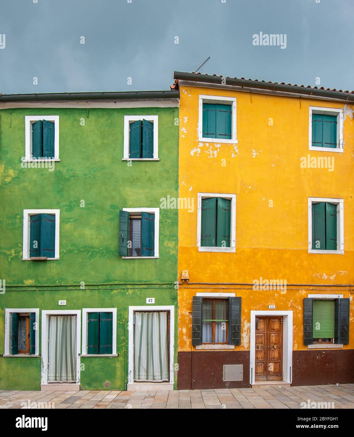 Case colorate di Burano Venezia Italia Foto Stock