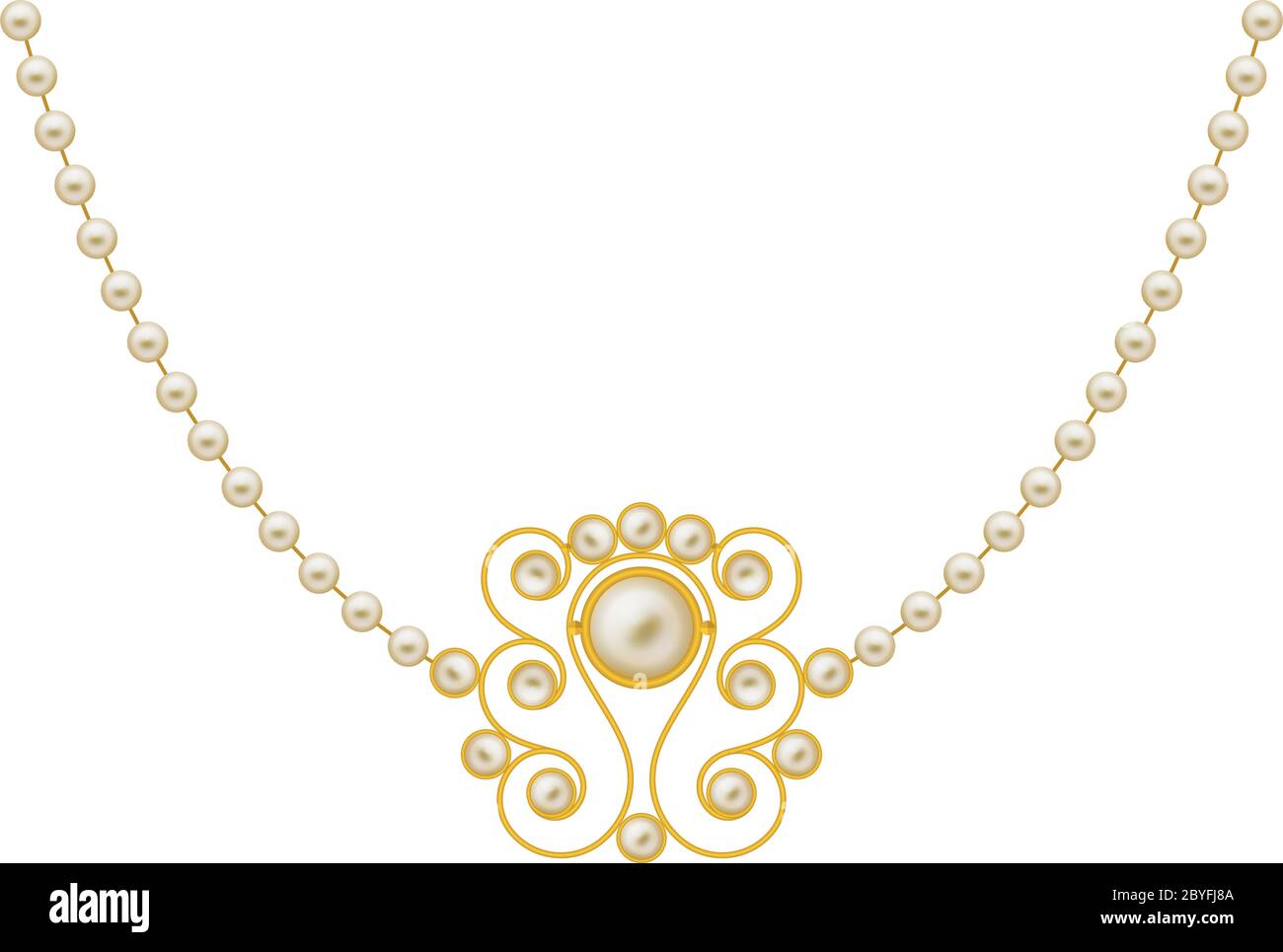 Pearl Gold Gioielli Collana illustrazione vettoriale Illustrazione Vettoriale