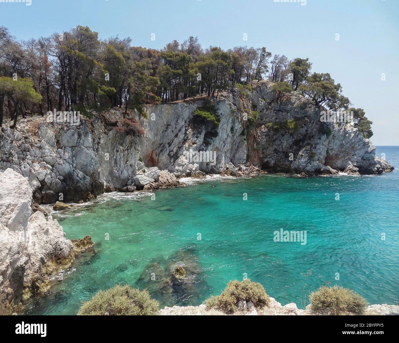 Amarantos spiaggia a Skopelos isola alle Sporadi in Grecia Foto Stock
