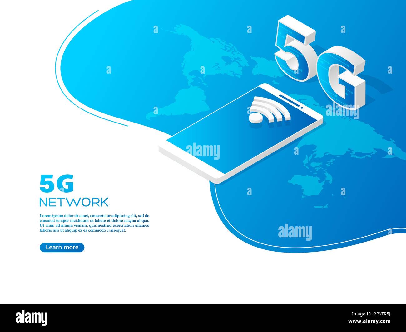 Concetto di tecnologia di rete 5G. Illustrazione Vettoriale