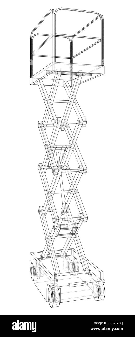 Profilo del concetto di sollevamento a forbice. Vettore Illustrazione Vettoriale