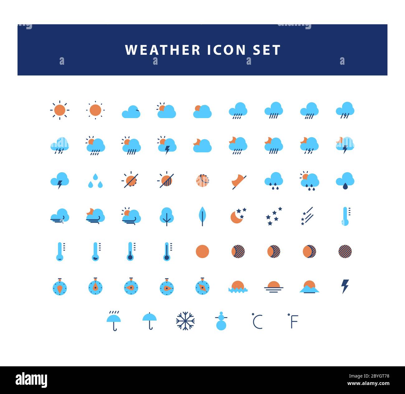 set di icone meteo con vettore di disegno piatto Illustrazione Vettoriale