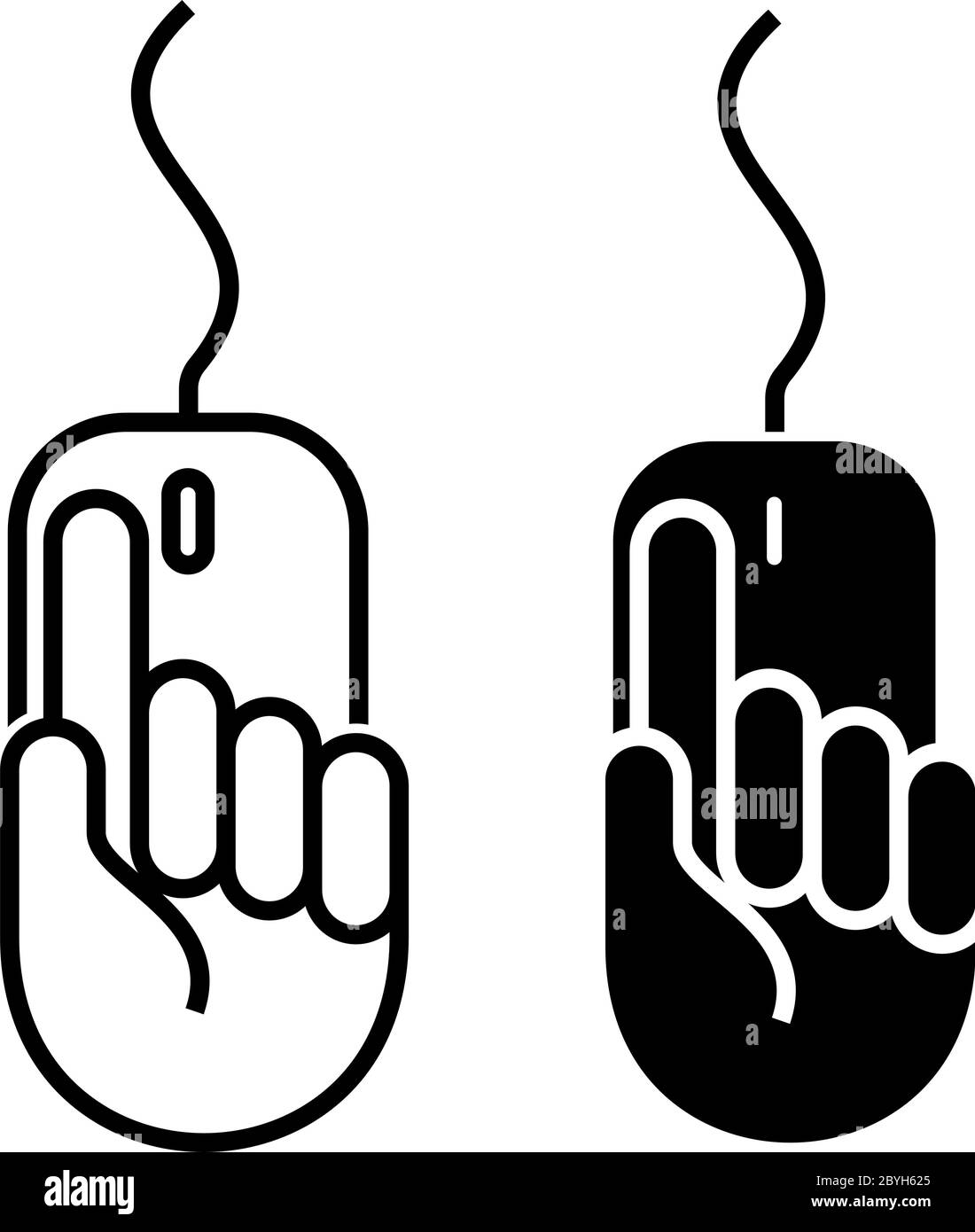 Mano sul computer mouse icona mouse Illustrazione vettoriale Illustrazione Vettoriale