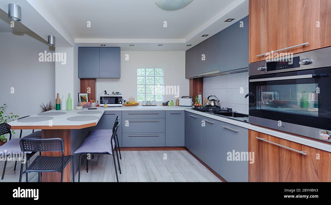 Fotografia di interni basata sull'esempio della cucina. Foto Stock