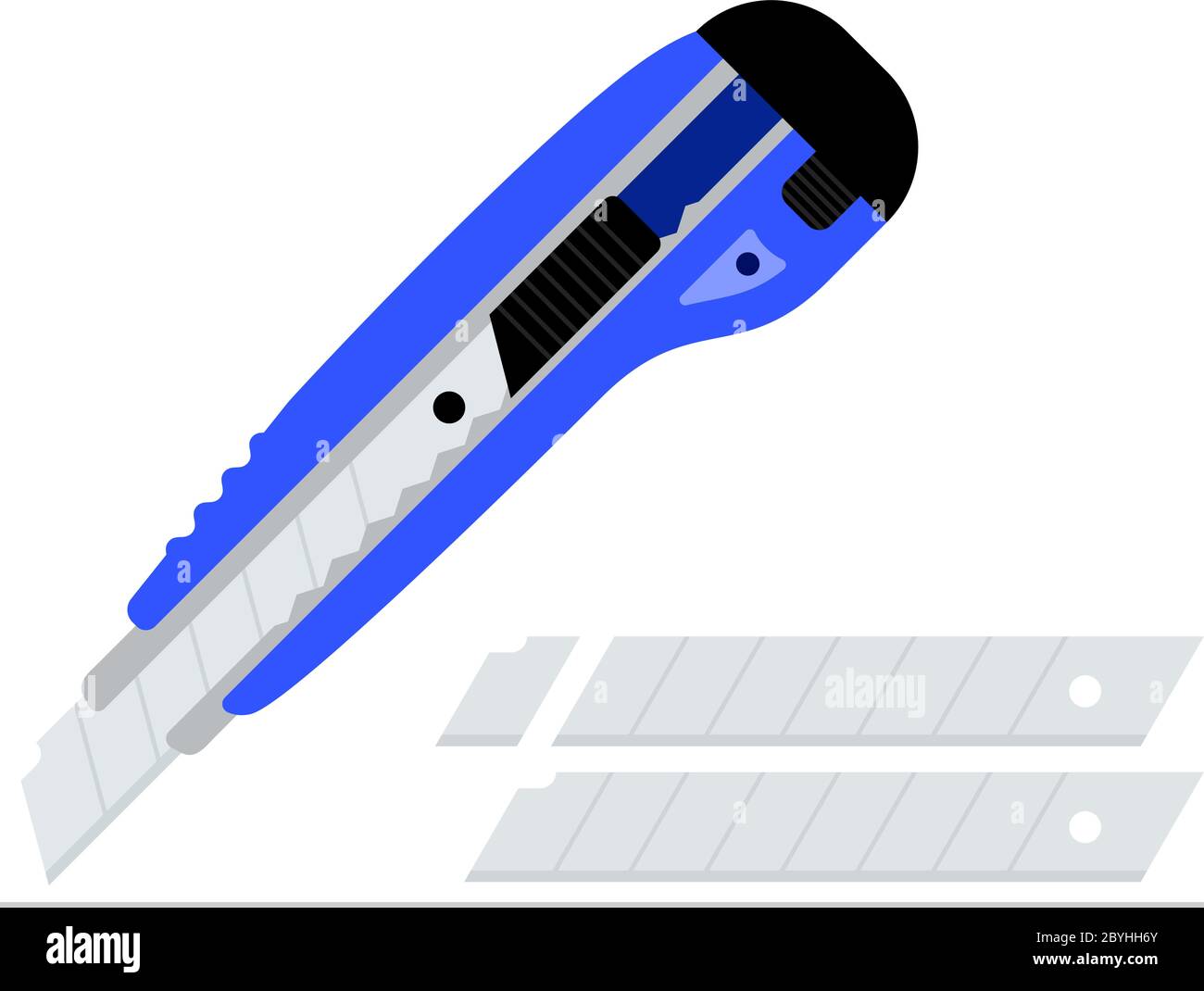 Illustrazione vettoriale dell'icona del coltello per taglierina di carta Razor retrattile Illustrazione Vettoriale