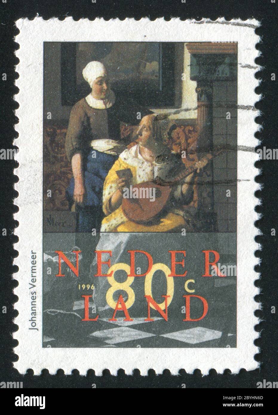 OLANDA - CIRCA 1996: Dipinti di Johannes Vermeer. Una Signora che scrive una lettera, con la sua Maid, circa 1996. Foto Stock