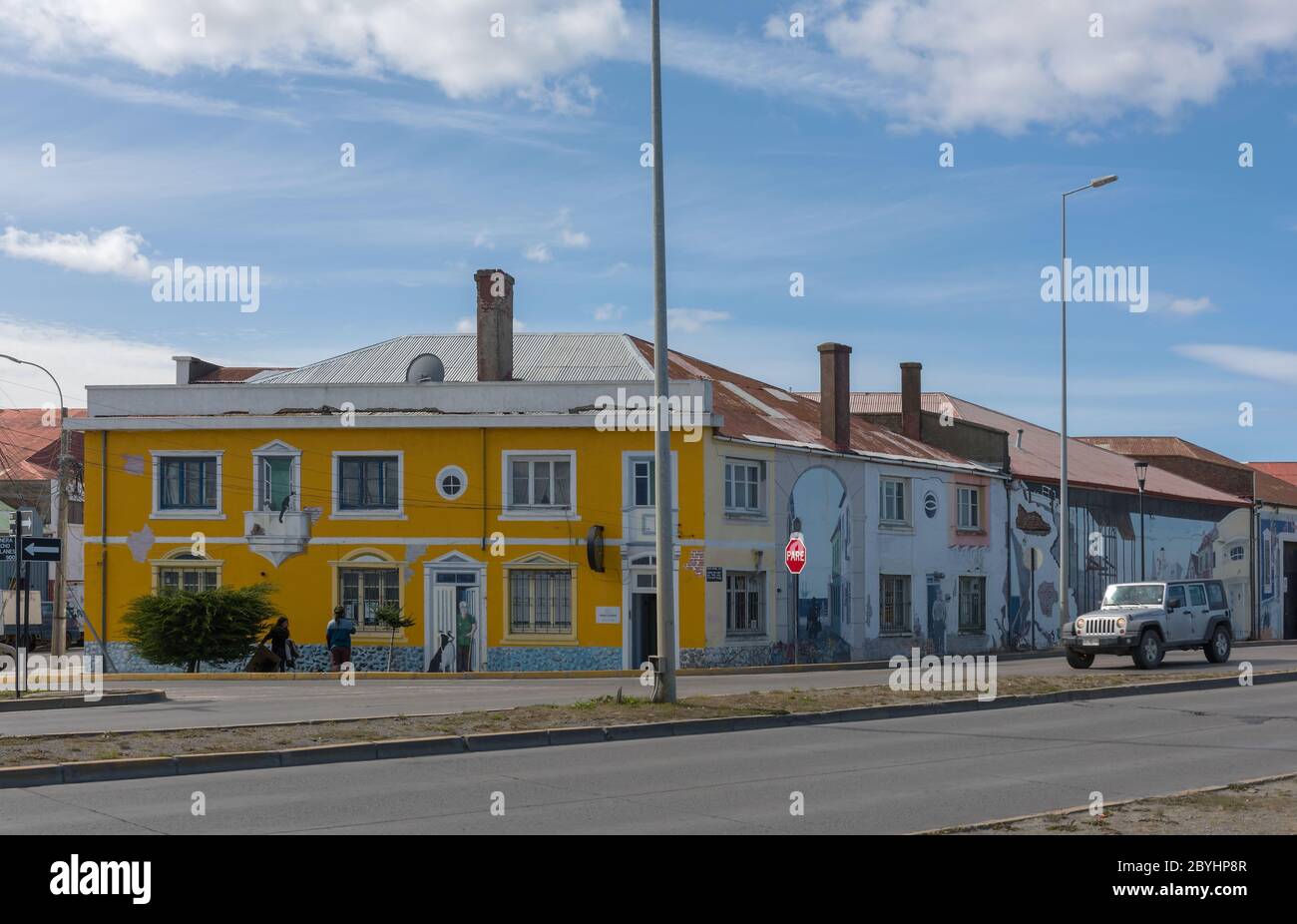 graffiti, arte di strada sul lungomare di Punta Arenas, Patagonia, Cile Foto Stock