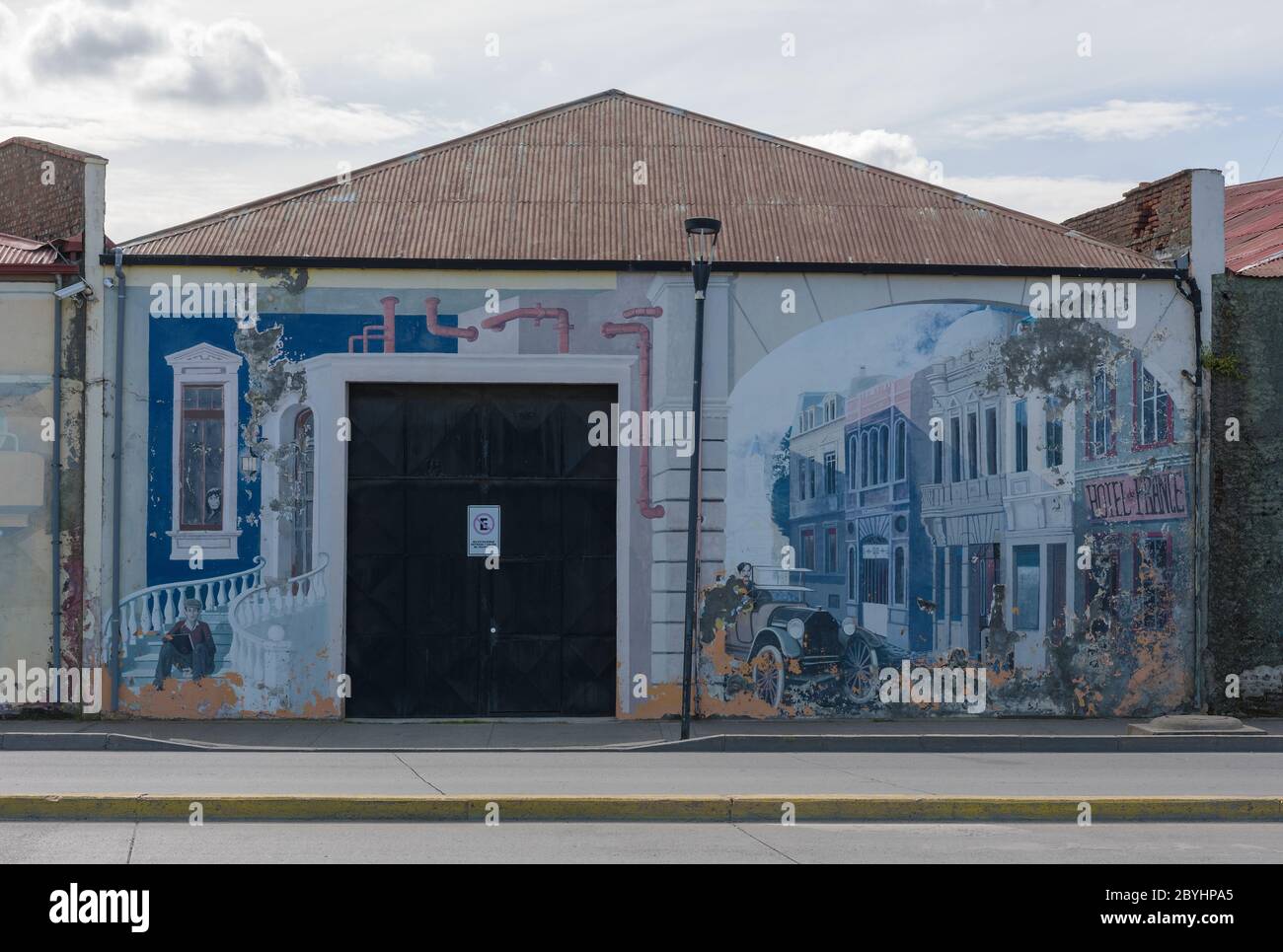 graffiti, arte di strada sul lungomare di Punta Arenas, Patagonia, Cile Foto Stock