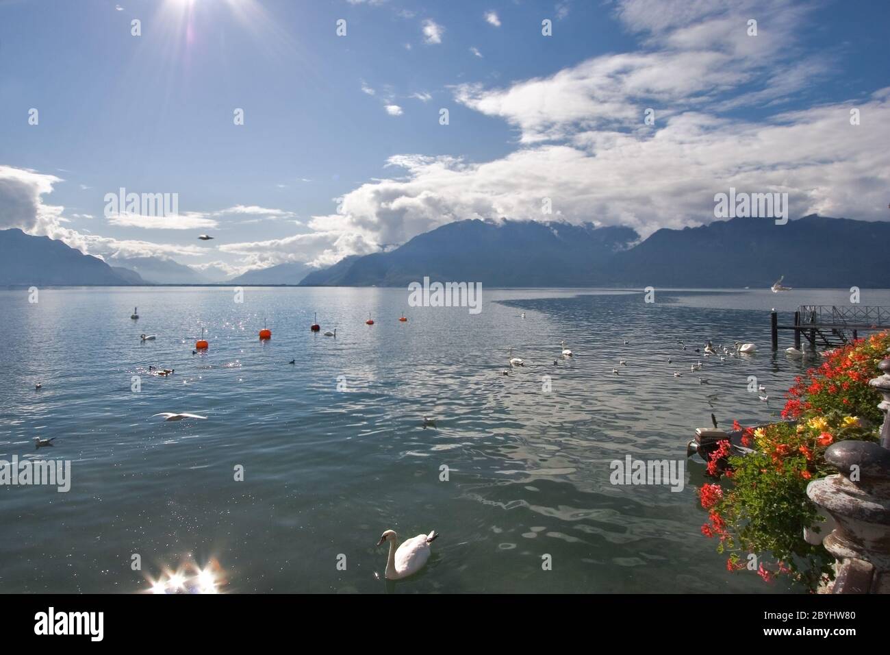 Bel lago Leman Foto Stock