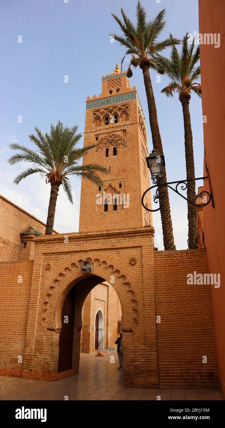 La moschea di Koutoubia di Marrakech Foto Stock