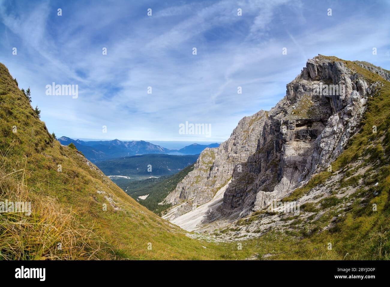 Rocce sulla catena montuosa del Karwendel Foto Stock