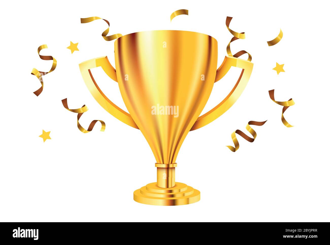 Trofeo d'Oro realistico con confetti. Illustrazione vettoriale Illustrazione Vettoriale