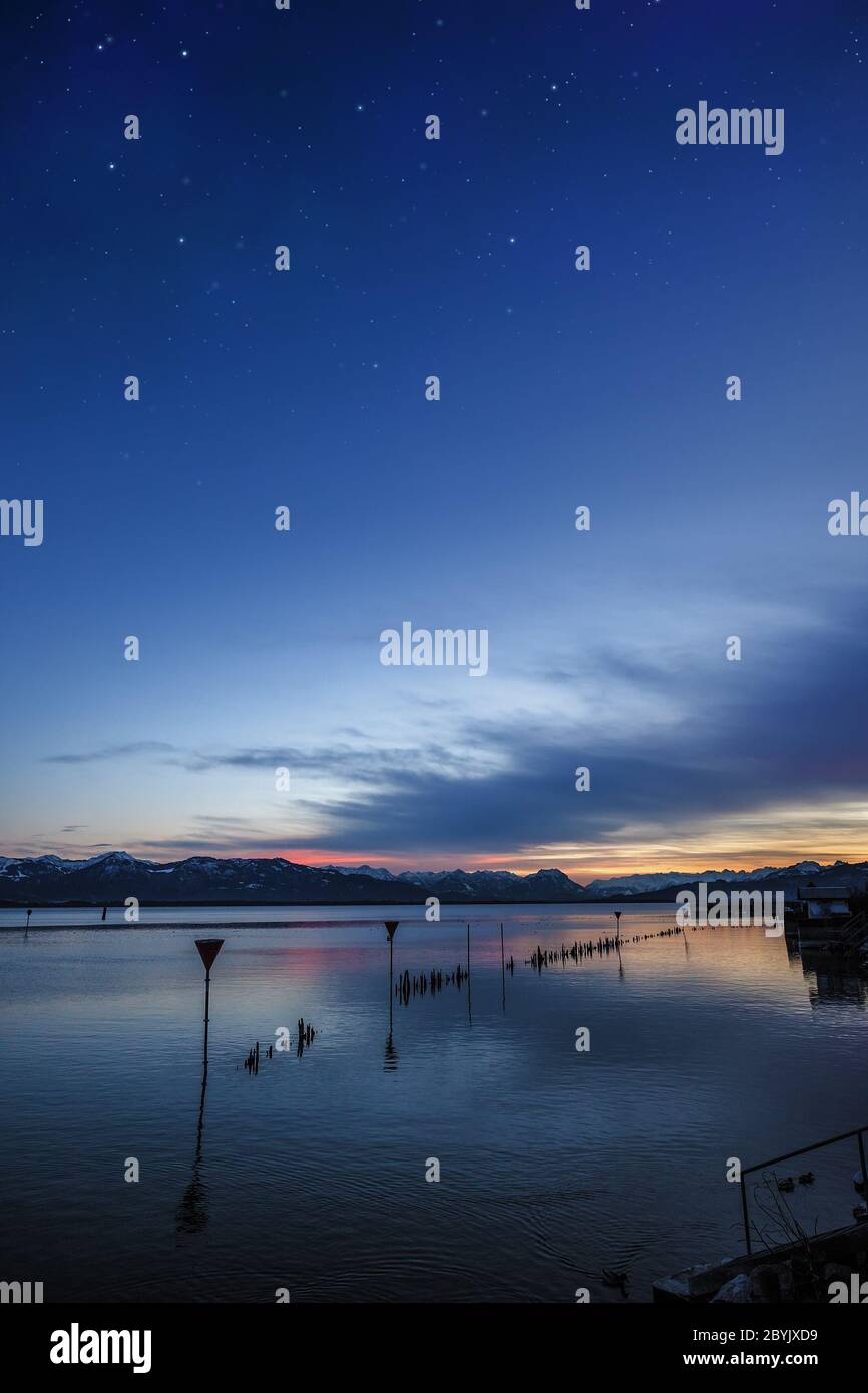 Il lago di costanza di notte Foto Stock