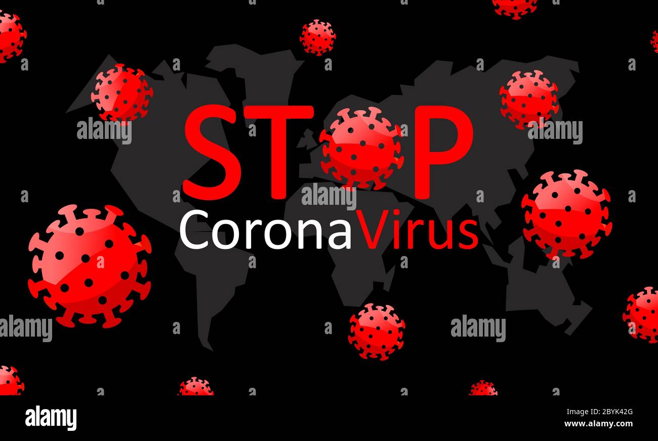 Stop coronavirus covid19 virus fondo piatto in moderno design di colore concetto. Vettore EPS 10. Illustrazione Vettoriale